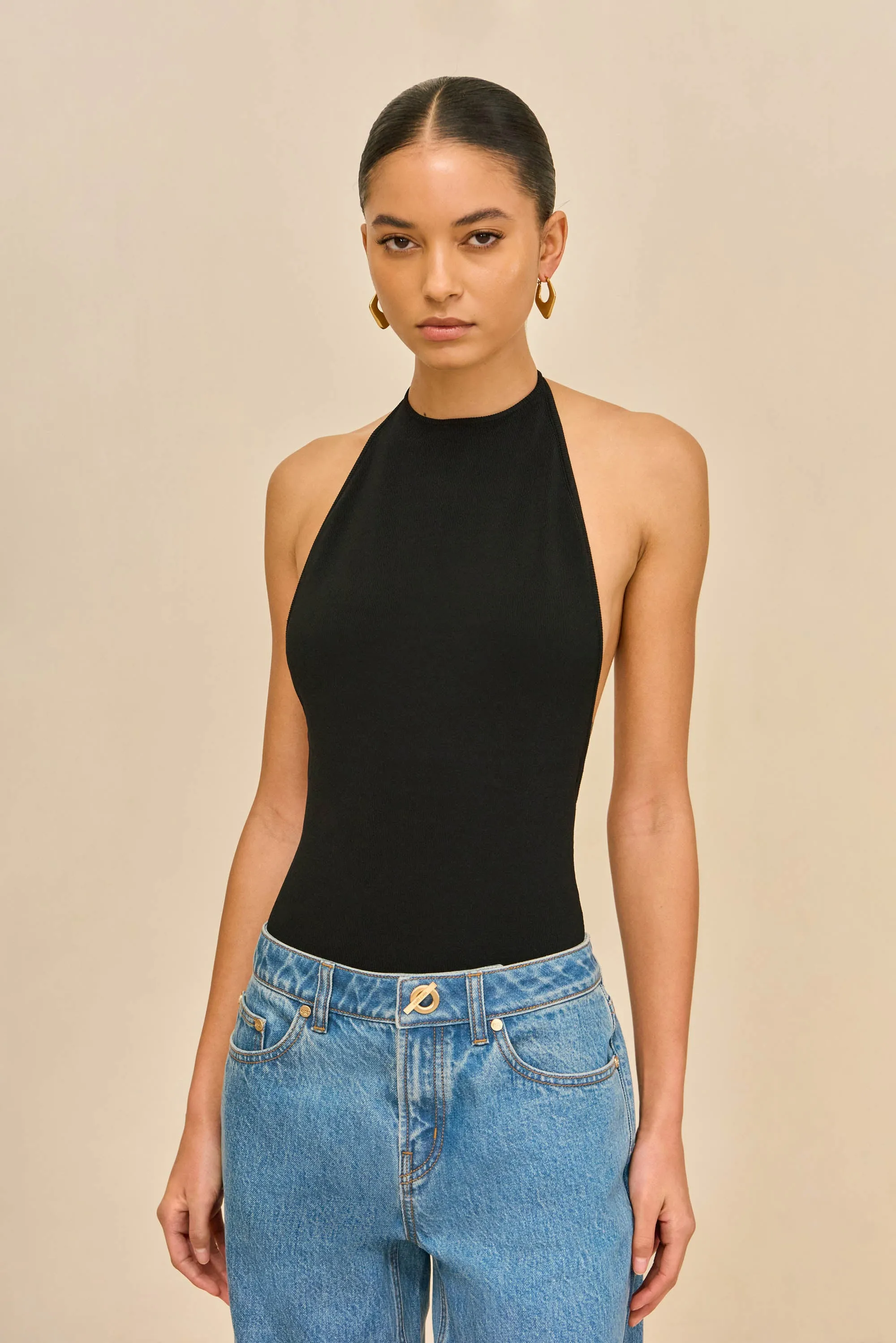 MINNIE KNIT BODYSUIT - BLACK sold by Cult Gaia