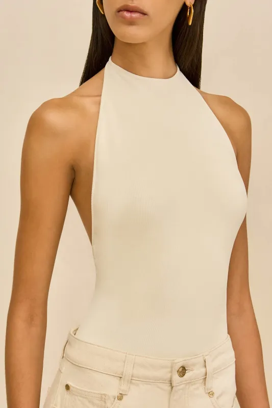 MINNIE KNIT BODYSUIT - OFF WHITE sold by Cult Gaia