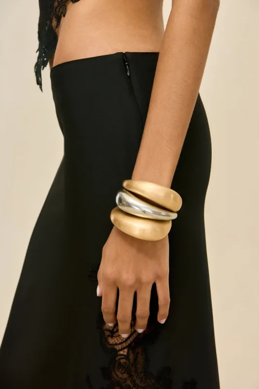 ANALEIA CUFF SET - BRUSHED BRASS & ANTIQUE SILVER made by Cult Gaia