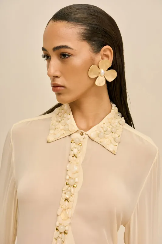 LUCKY EARRING - BRUSHED BRASS sold by Cult Gaia