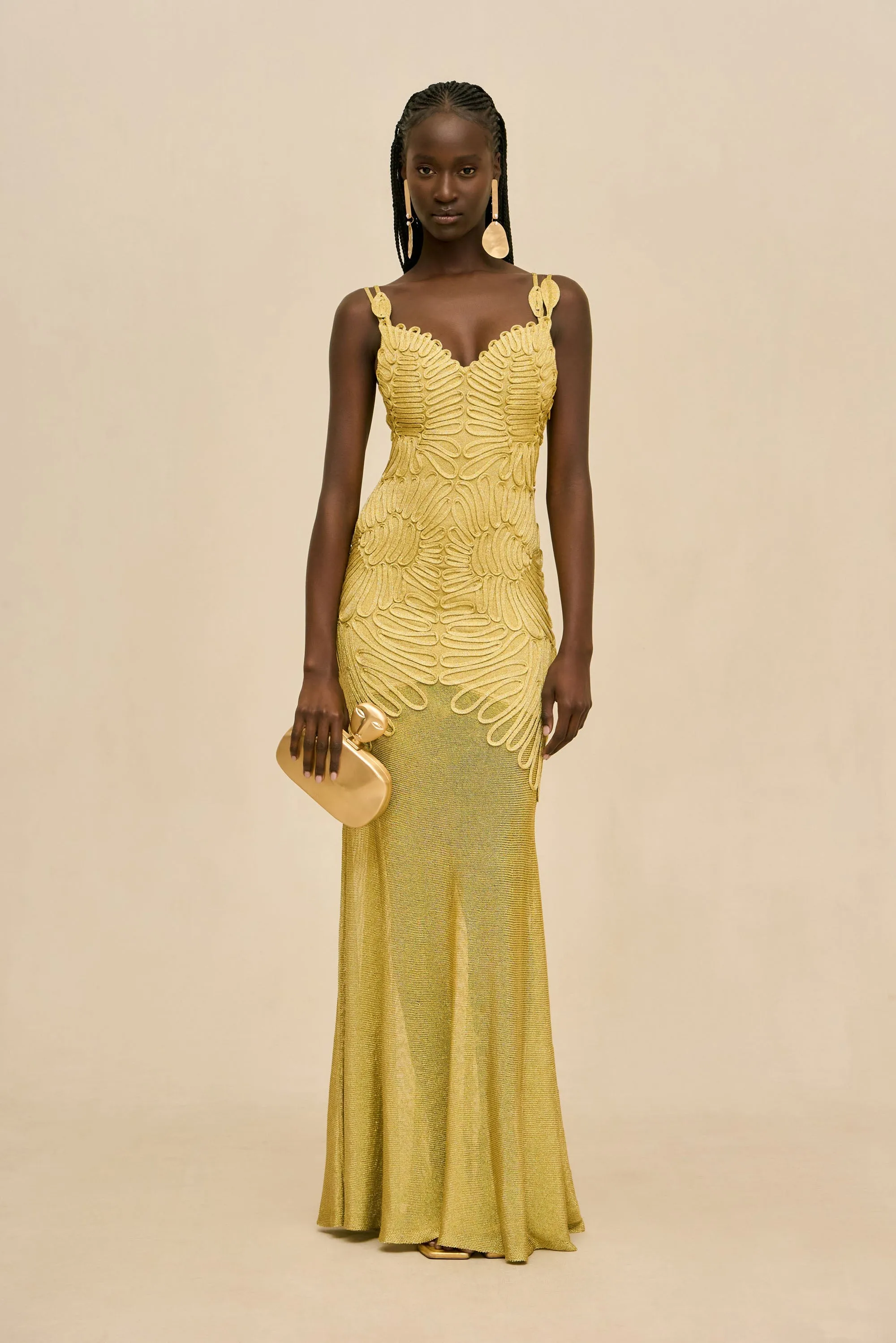 ANETTA GOWN - HONEY GOLD sold by Cult Gaia