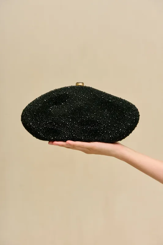 THE CALDERA CLUTCH - BLACK RHINESTONE made by Cult Gaia