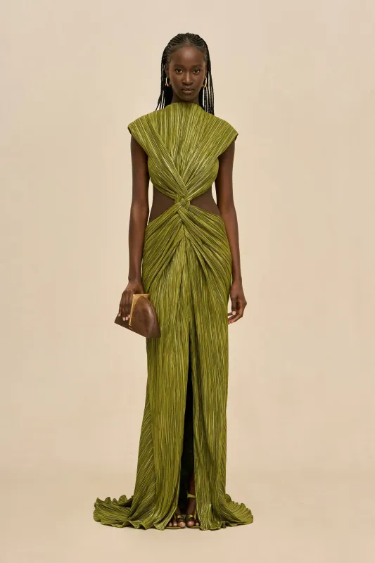 VOSS GOWN - CHIVE sold by Cult Gaia