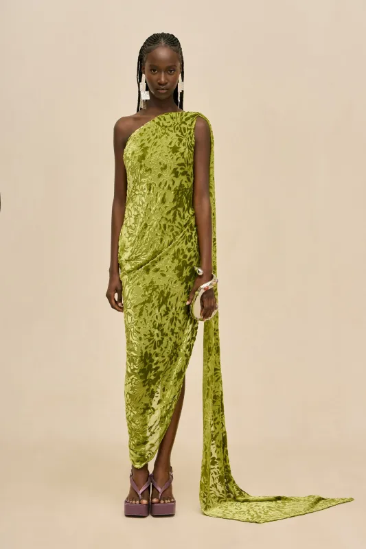 SARAI GOWN - CHIVE sold by Cult Gaia