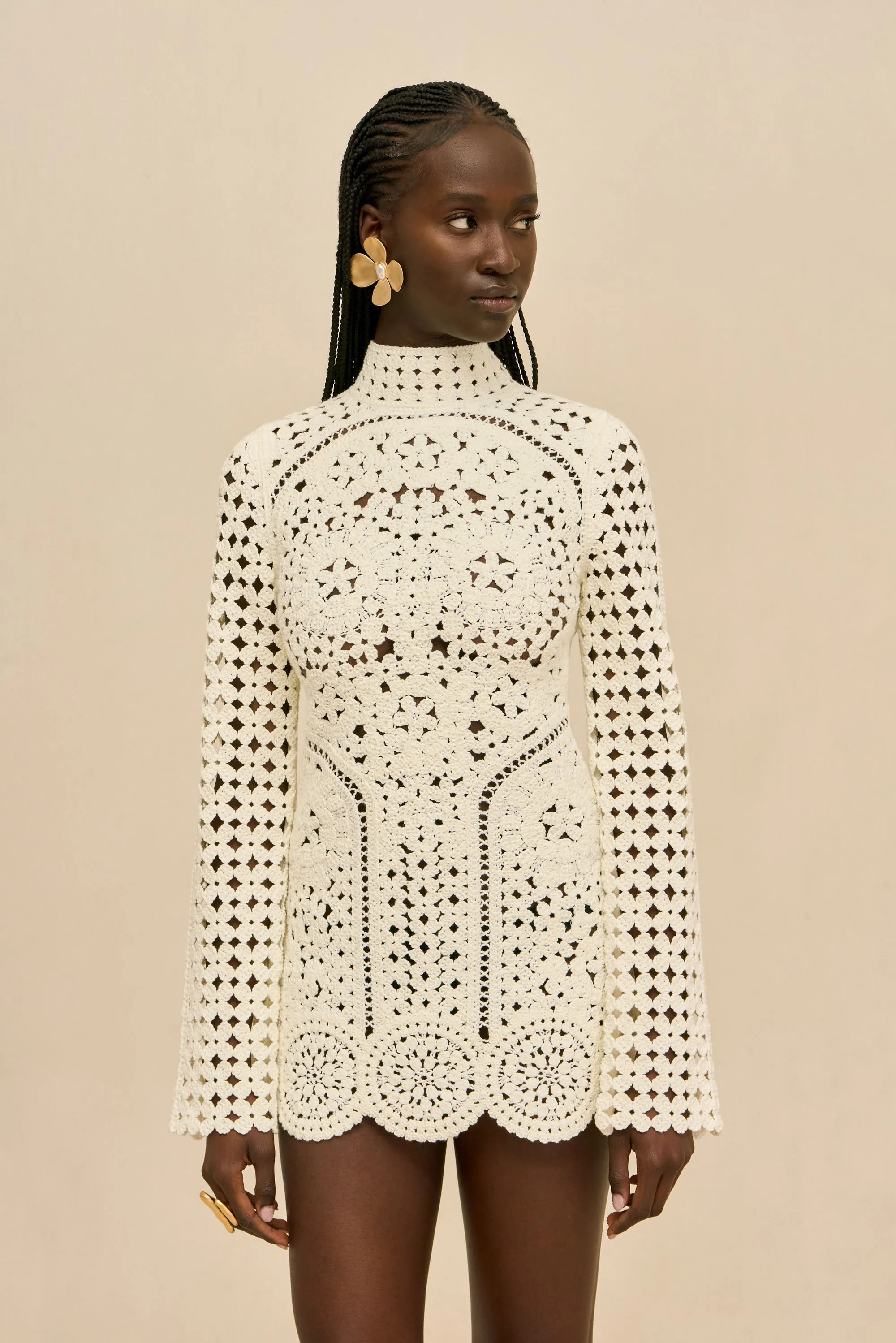 JEMMA CROCHET DRESS - OFF WHITE sold by Cult Gaia