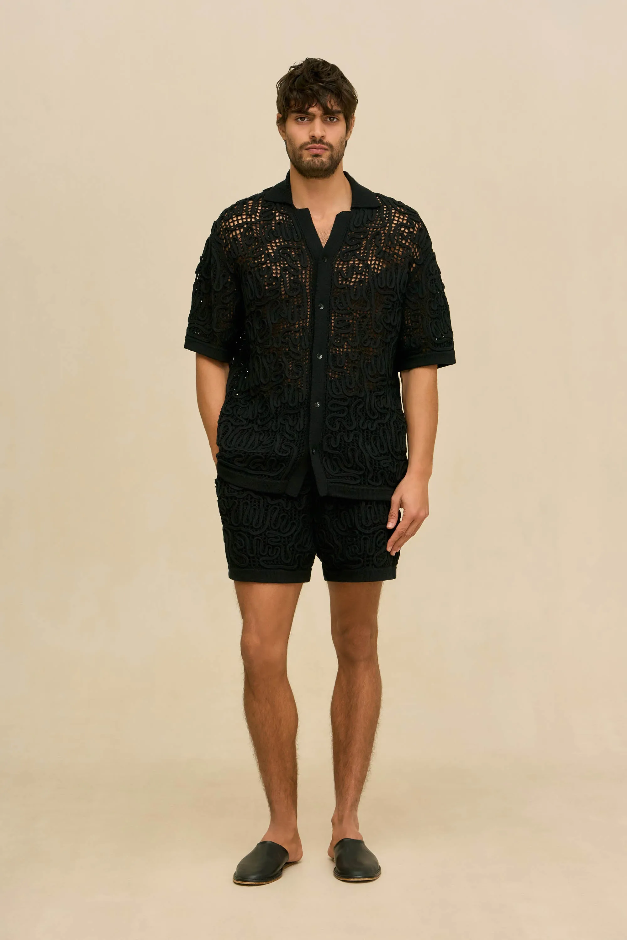 BOHOL CROCHET SHIRT - BLACK sold by Cult Gaia product image thumbnail 2
