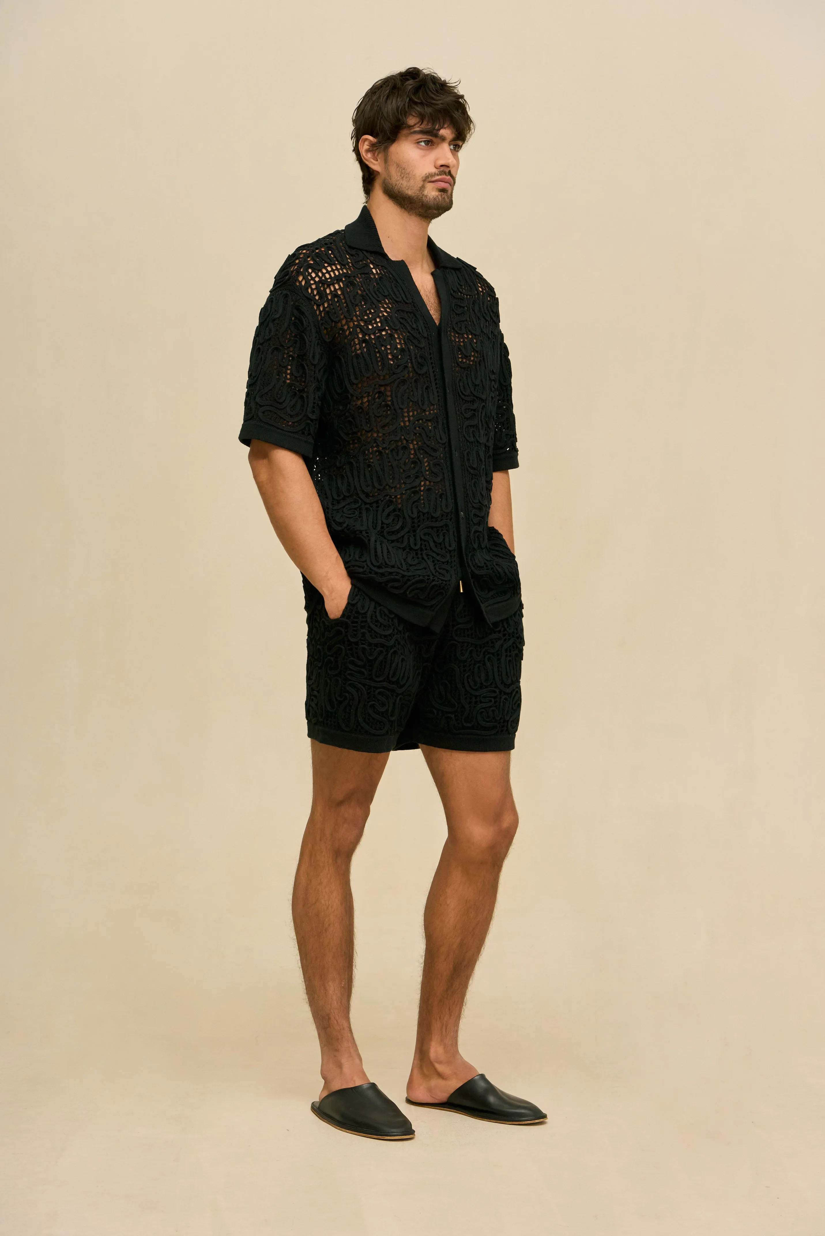 BOHOL CROCHET SHIRT - BLACK sold by Cult Gaia product image thumbnail 3