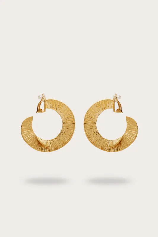 REN LARGE HOOP EARRING - BRUSHED BRASS made by Cult Gaia