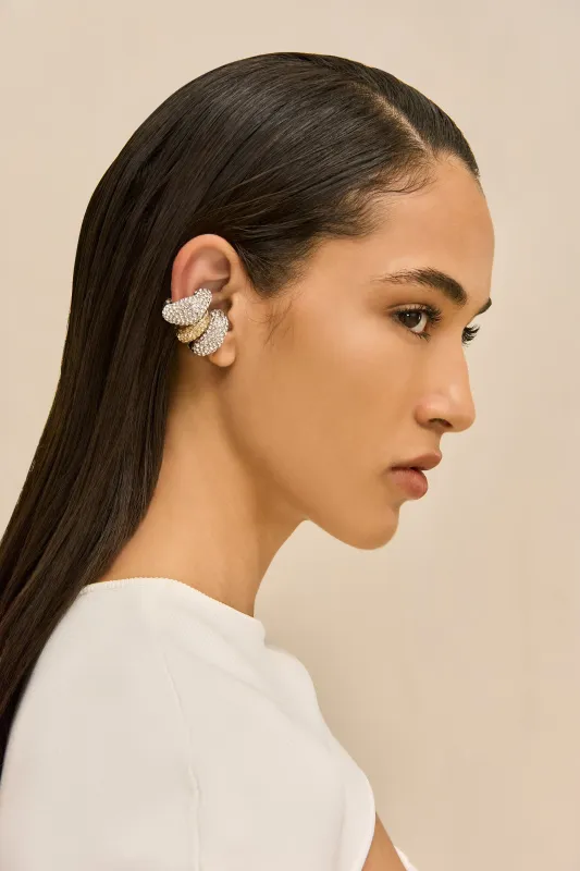 SOLENE RHINESTONE EAR CUFF SET - CLEAR & SAND DOLLAR made by Cult Gaia