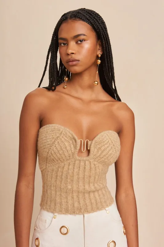 ELLISON KNIT TOP - CHAMPAGNE MELANGE sold by cult gaia