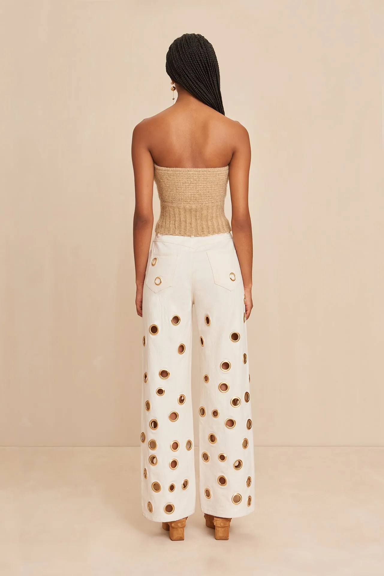 ELLISON KNIT TOP - CHAMPAGNE MELANGE sold by cult gaia product image thumbnail 5