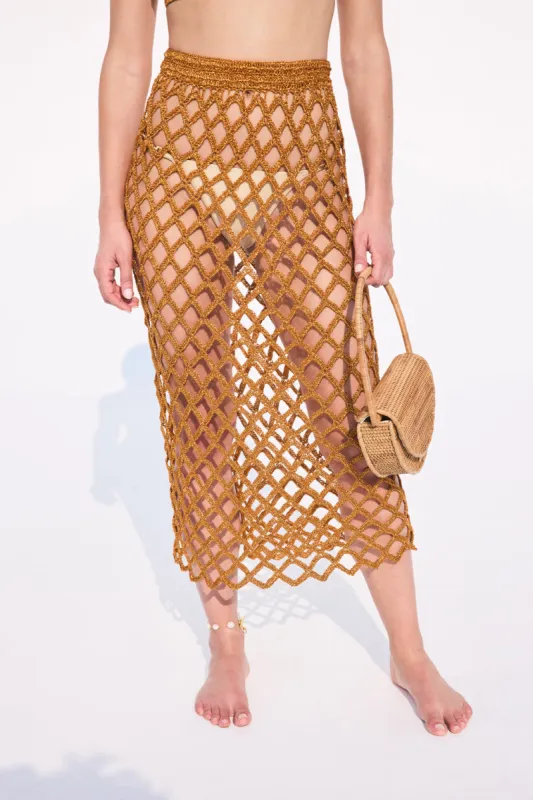 FINN KNIT CROCHET SKIRT - CIDER sold by cult gaia