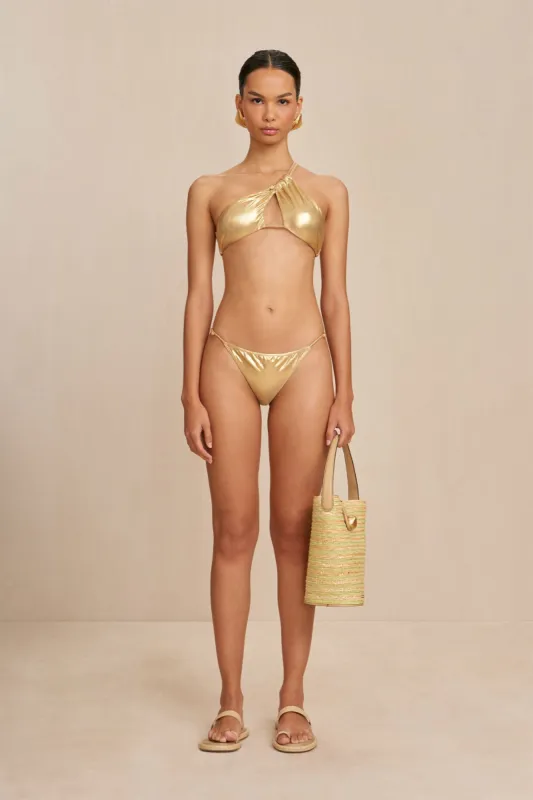VALLIE BIKINI BOTTOM - GOLD sold by Cult Gaia