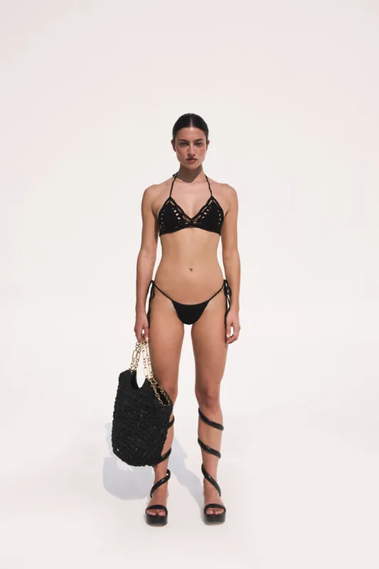 LILIANA CROCHET BIKINI BOTTOM - BLACK sold by cult gaia