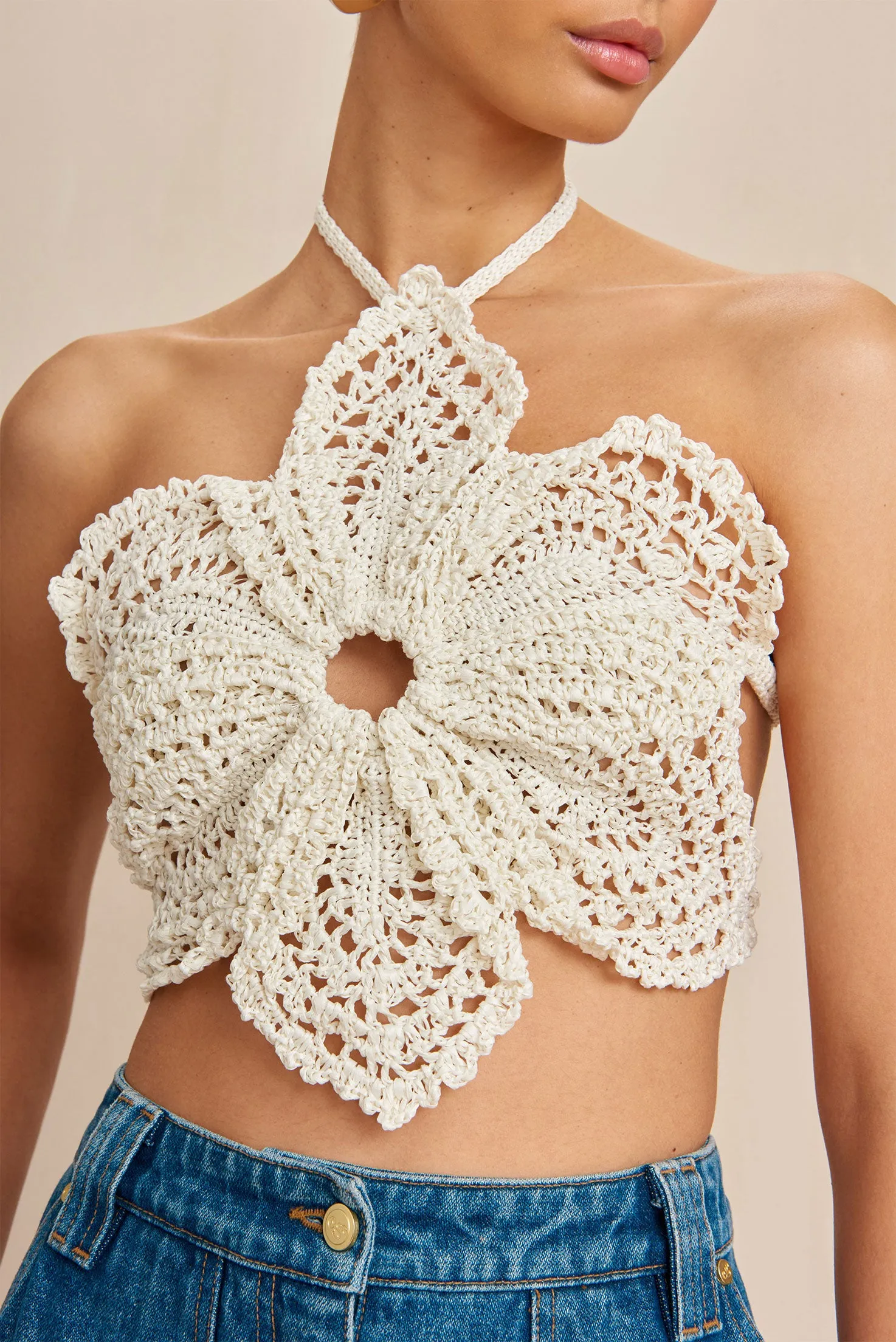 DARLENA CROCHET TOP - OFF WHITE sold by Cult Gaia