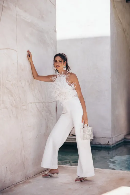 JOEY FEATHER TOP - DOVE sold by cult gaia