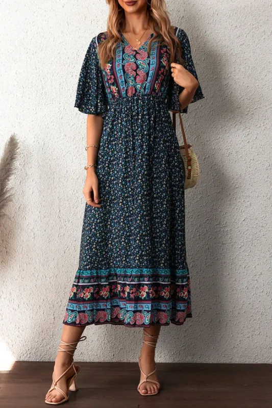Carley Paisley Floral Print Maxi Dress sold by Cupshe