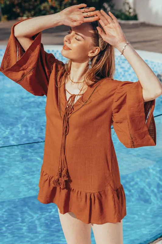 Lilah Cut Out Fringe A-Shape Dress sold by Cupshe