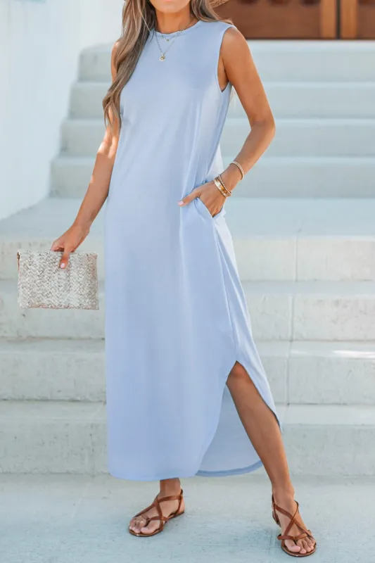 Jersey Sleeveless Maxi Dress sold by Cupshe