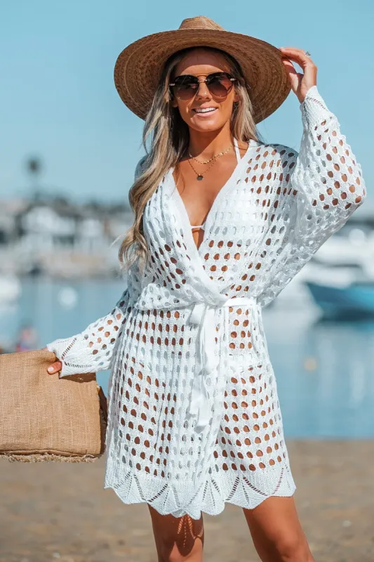 Cutout Belted Cover-Up Kimono sold by Cupshe