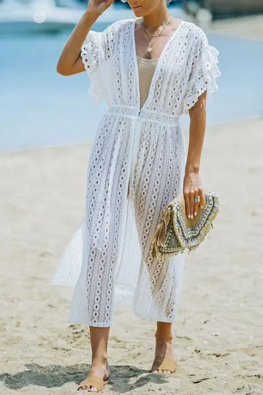 Geraldine Crochet Sheer Swim Cover-Up Dress sold by Cupshe