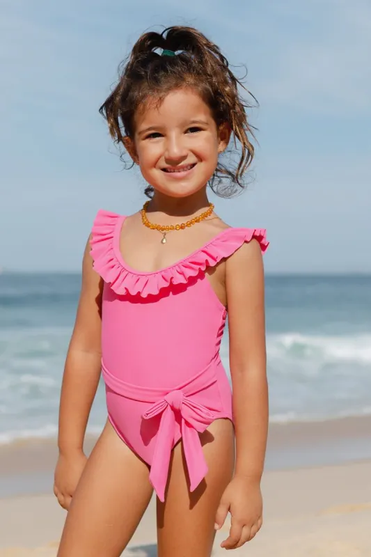 Girls Summer Dreaming High Neck Belted One Piece Swimsuit sold by Cupshe