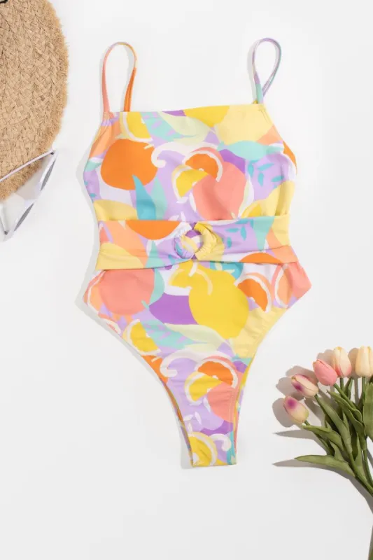 Luminescent Belted O Ring Square Neck One Piece Swimsuit sold by Cupshe