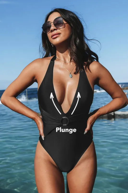 Wild Romance Deep V Neck Belted One Piece Swimsuit sold by Cupshe