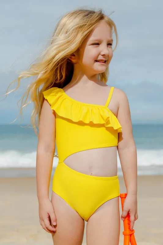Girls Palm Beach Cutout Ruffle One Piece Swimsuit sold by Cupshe