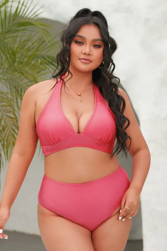 Vapor Wave Mid Rise Hipster Plus Size Bikini Bottoms sold by Cupshe