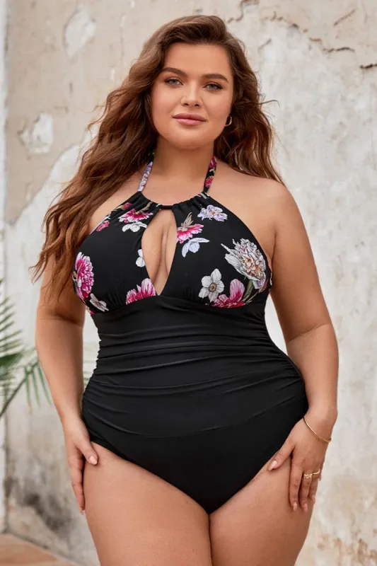 Cutout High Neck Tunnelled Tummy Control Plus Size One Piece sold by Cupshe