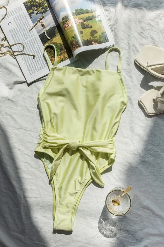 Romantic Garden Square Neck Ruching One Piece Swimsuit sold by Cupshe