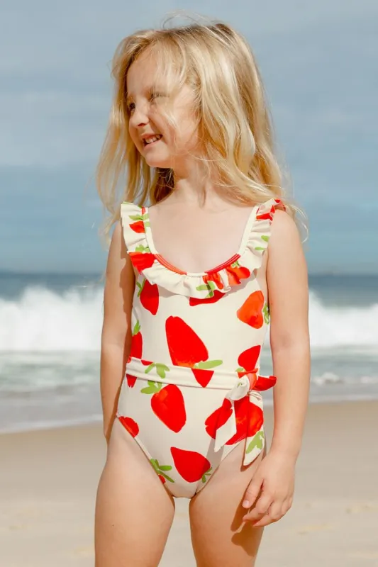 Strawberry Fields Forever Girls' Ruffled High Neck One Piece Swimsuit sold by Cupshe