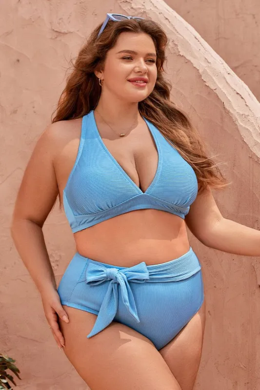 Strawberry Field Tie High Waist Tummy Control Plus Bikini Bottom sold by Cupshe