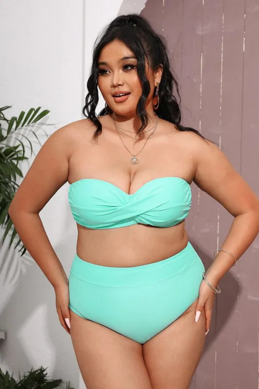 Nature Trip Banded High Waist Tummy Control Plus Bikini Bottom sold by Cupshe