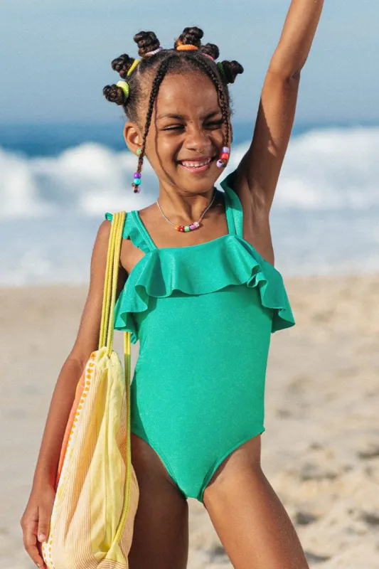 Street Art Bandeau Ruffles Girls Swim One Piece Swimsuit sold by Cupshe