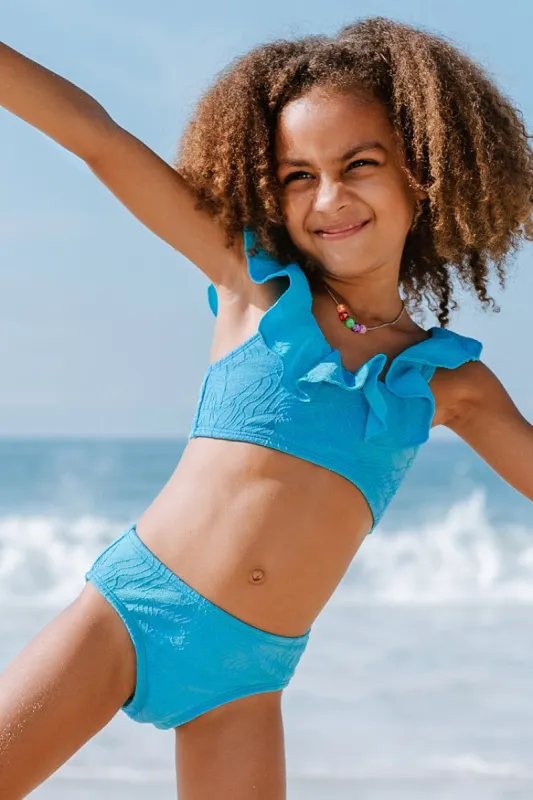 Summer Of Love Scoop Ruffles Girls Bikini Set made by Cupshe