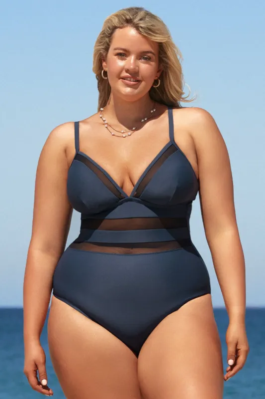 Boho Rhapsody V-Neck Mesh Plus Size One Piece Swimsuit sold by Cupshe