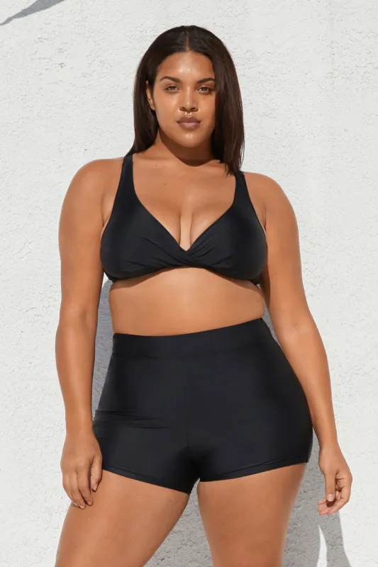 Boho Rhapsody Wrap Bralette & Bike Shorts Plus Size Swim Set sold by Cupshe