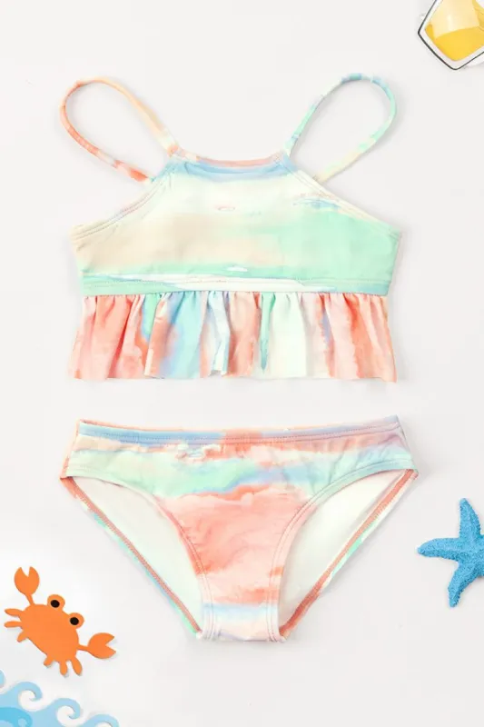 Clouds Girls’ Ruffled High Neck And Classic Hipster Set sold by Cupshe