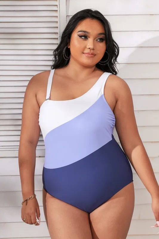 Santorini Solid Colorblock Tummy Control Plus Size One Piece sold by Cupshe