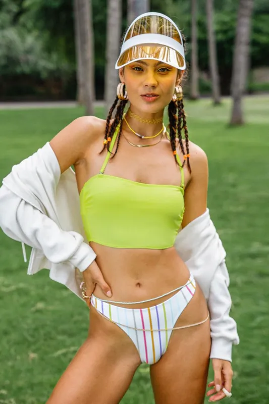 Candy Stripe Bandeau Midkini And Ultra Cheeky Hipster Set sold by Cupshe