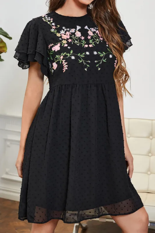 Freedom Beach Embroidered Floral Clip Dot Dress sold by Cupshe