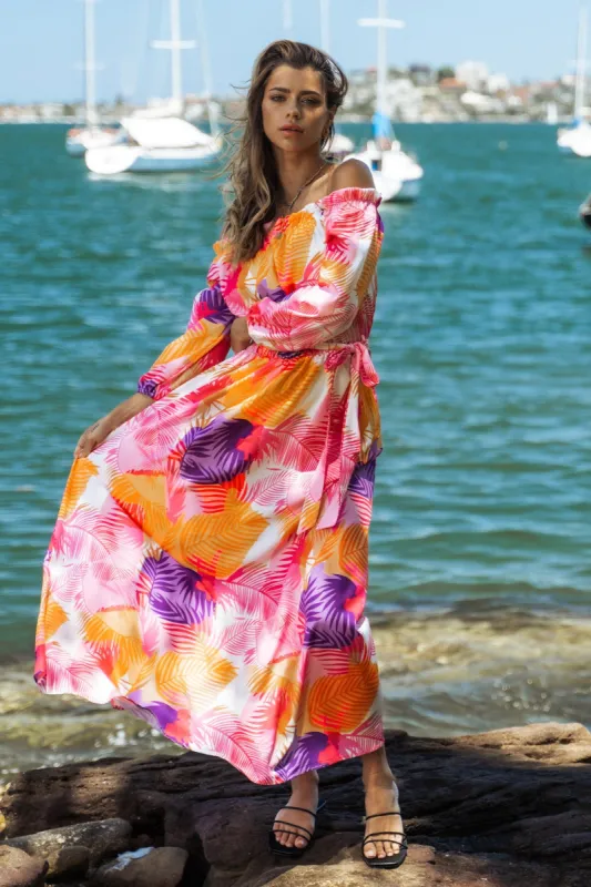 Jolene Belted Tropical Leaf Print Dress sold by Cupshe