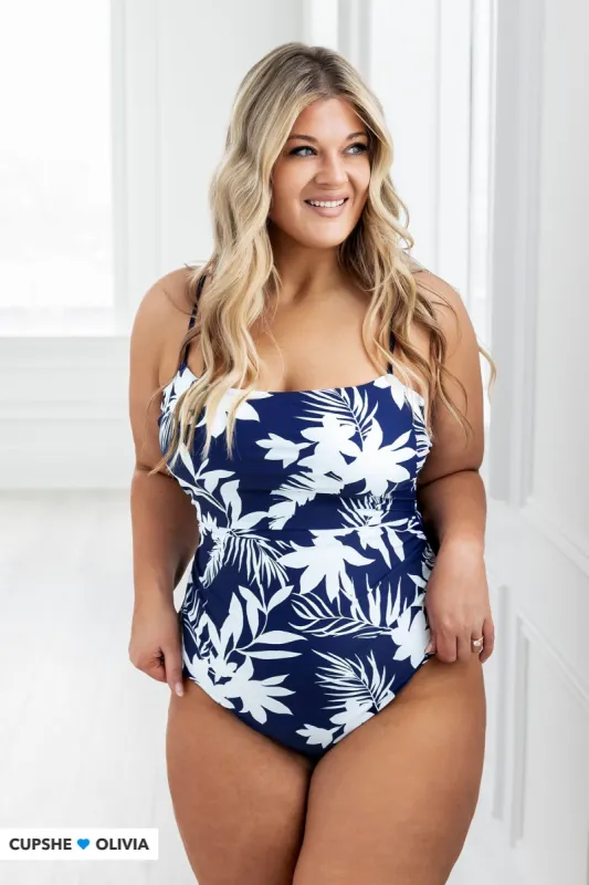 Elevated Tropicals Ruched Strappy One Piece Swimsuit sold by Cupshe