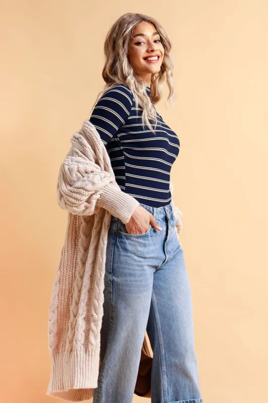 Gemma Striped High Neck Bodysuit made by Cupshe