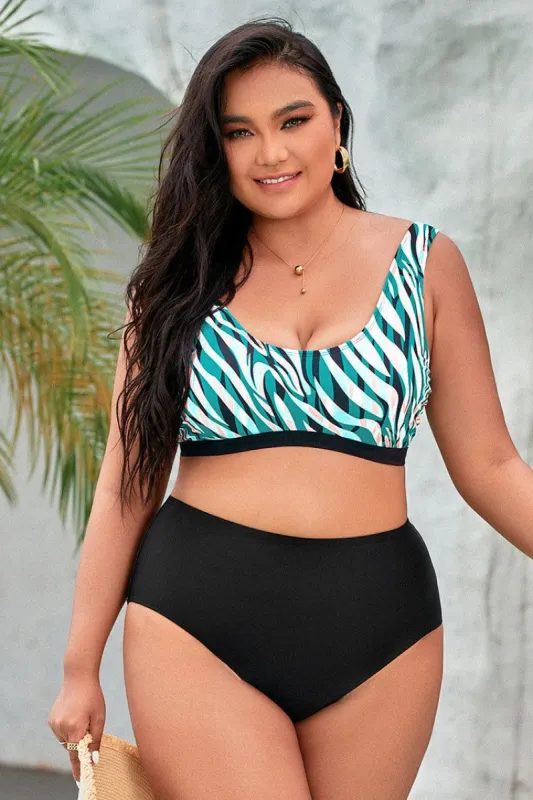 Amiyah Zebra Print Cut Out Bralette & Hipster Plus Size Bikini Set sold by Cupshe