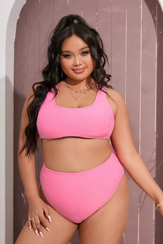 Palm Beach Cross Back & Clip Dot High Waist Plus Size Bikini Set sold by Cupshe