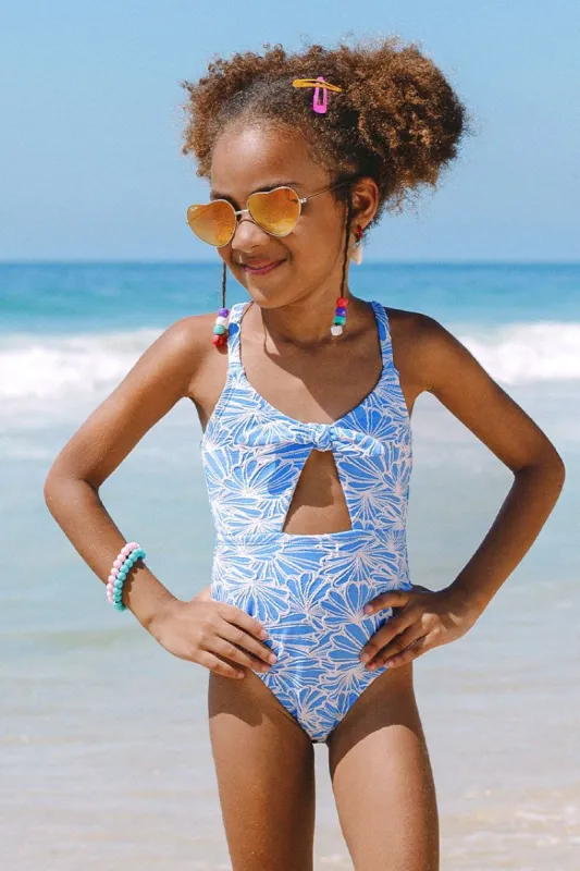 Girls’ Flower Power Bunny Tie Cross Back Strap One Piece Swimsuit sold by Cupshe
