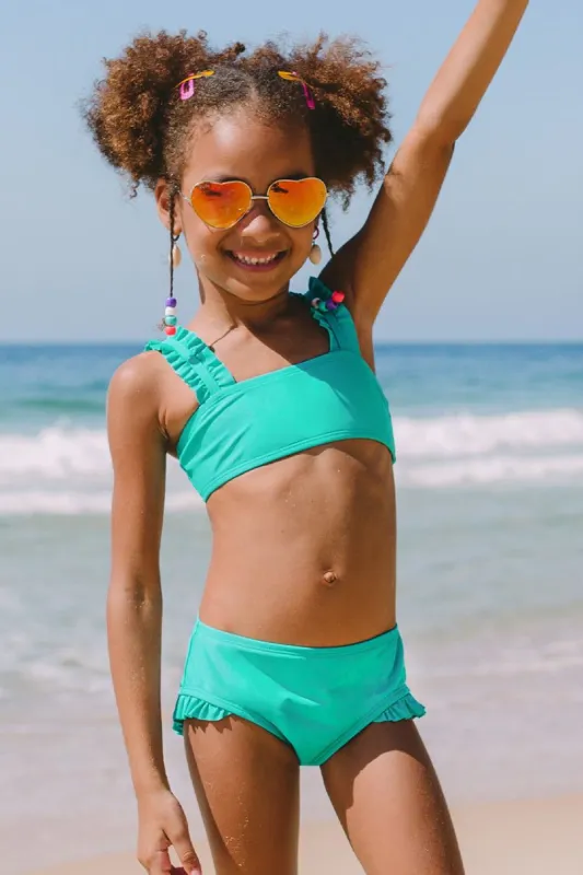 Girls’ Ruffled Strap Bandeau And Ruffled Hipster Set sold by Cupshe